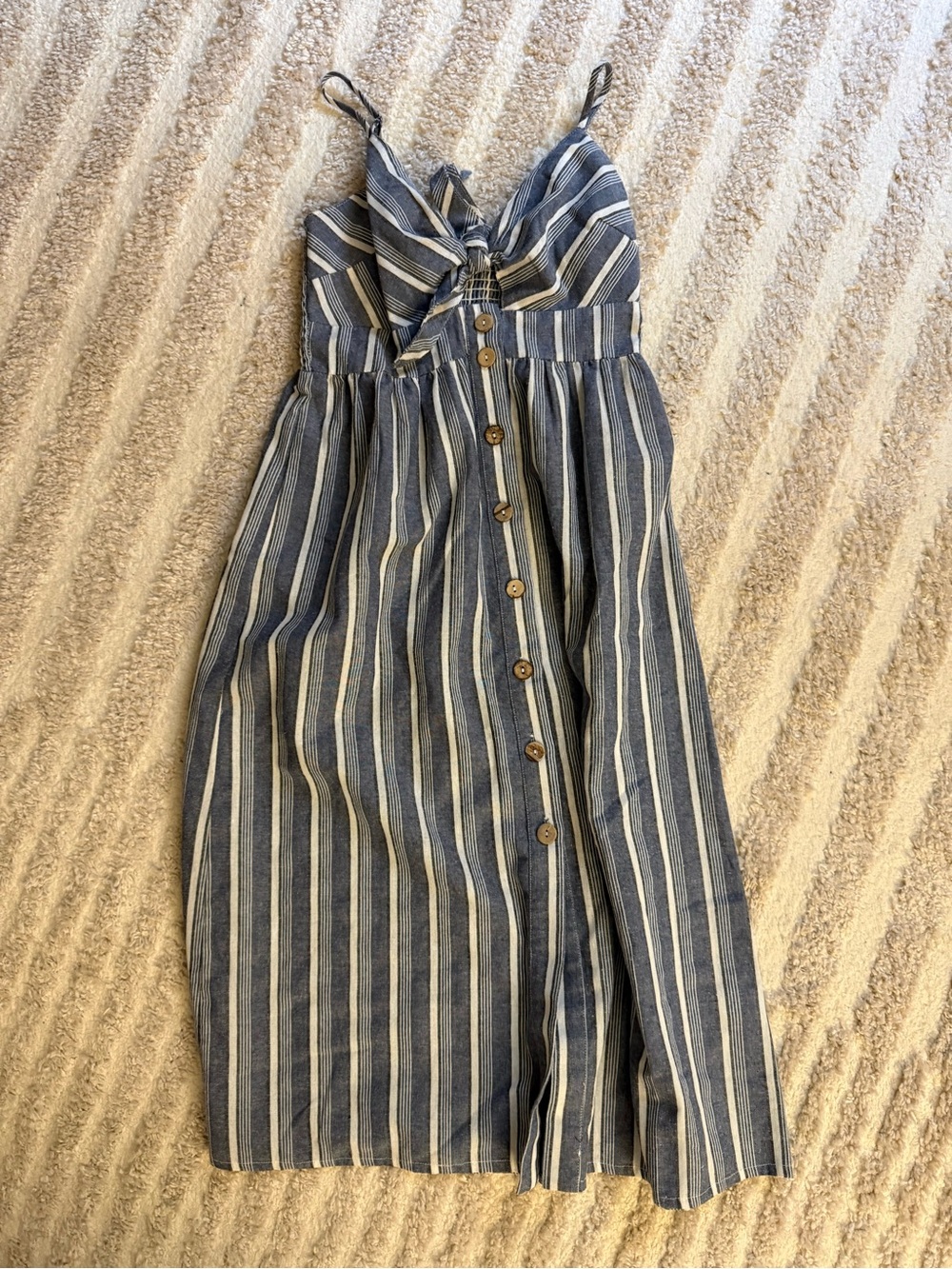 Haute Monde Navy & White Smocked Stripe Top